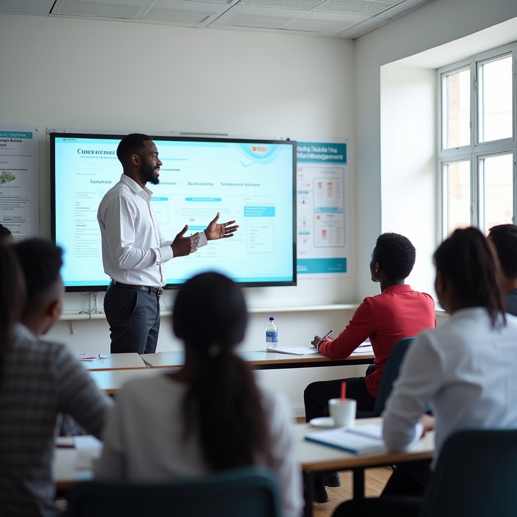 Mobile money agent training session in progress